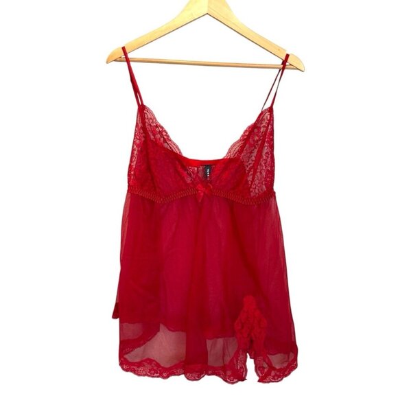 Torrid  Babydoll Size 3 Lingerie Red Lace  Teddy Semi Sheer Adjustable Straps 3X - Picture 1 of 11